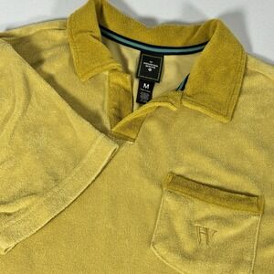 Houston White Terry Cloth Polo Shirt Mustard Yellow Retro‎ Mens M
